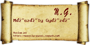 Mészöly Győző névjegykártya